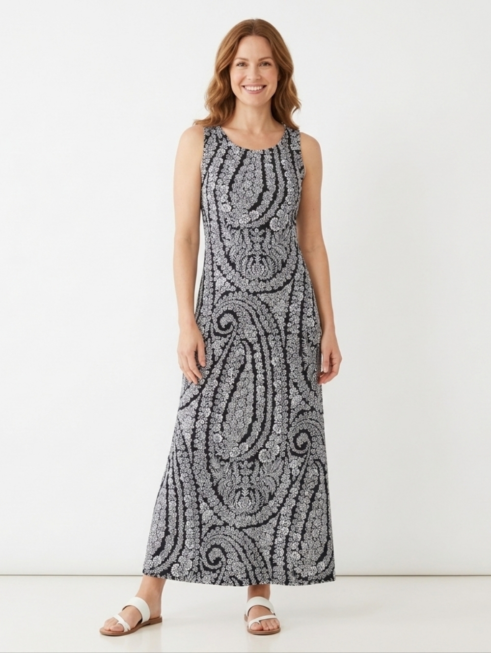 Tommy Hilfiger Black and White Paisley Maxi Dress